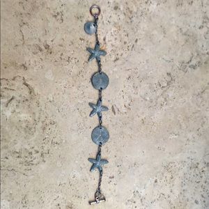 Pewter Sand Dollar and Starfish 7 inch Bracelet